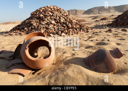 View of desert floor at Umm el Qa’ab,  Mother of Pots Predynastic site at Abydos Middle Egypt Stock Photo