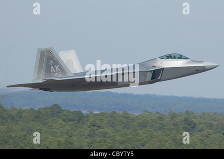 An F-22 Raptor flies Feb. 4 over Tyndall Air Force Base, Fla. Members of the 3rd Wing and Air Force Reserve Command's 477th Fighter Group from Elmendorf AFB, Alaska, combined for its first F-22 Raptor deployment to Tyndall AFB for Combat Archer. The 132 Reserve and active-duty Airmen and eight F-22s from Alaska were in Florida for Weapons System Evaluation Program training. Stock Photo