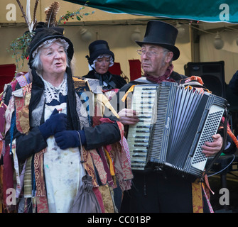 Members of the Penny Plain Theatre Company performing 'Hardcastle's Christmas Capers' at Grassington. Stock Photo