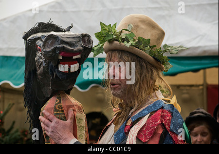 Members of the Penny Plain Theatre Company performing 'Hardcastle's Christmas Capers' at Grassington. Stock Photo