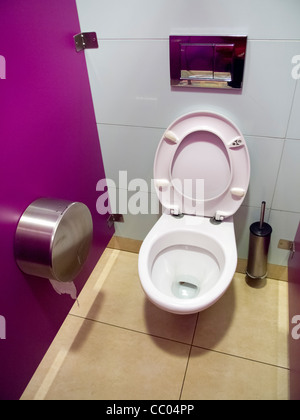 Toilet in a public restroom viewed from above Stock Photo