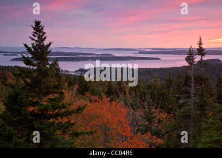 View of the Cranberry Islands from the summit of Day Mountain at Acadia National Park, Maine, USA Stock Photo