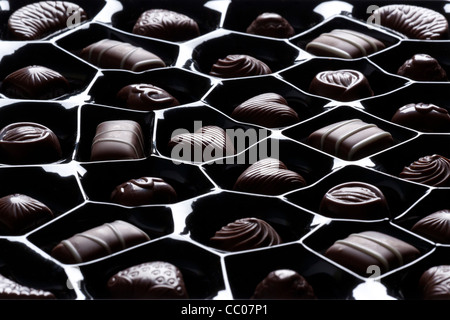 tray of assorted chocolates Stock Photo
