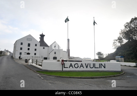 Lagavulin distillery on the Isle of Jura, of Scottish malt whiskey making island Stock Photo