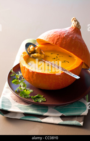 Cream of Pumpkin Soup with Bouchot Mussels