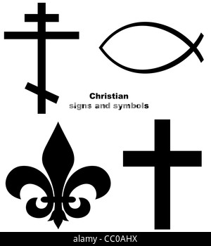 Set of Christian signs or symbols isolated on a white background. Stock Photo