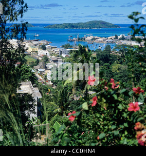 Harbour overview, Victoria, Mahé island, Seychelles, East Africa Stock Photo