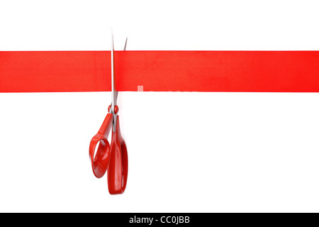 Cut red ribbon Stock Photo