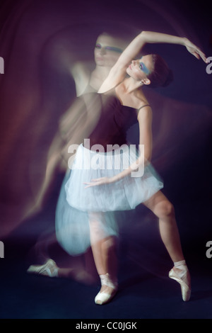 ballet dancer motion shoot made by both impulse and continues lights Stock Photo