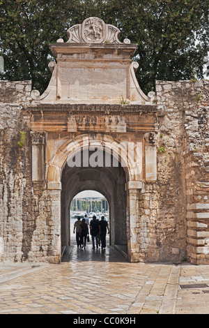 The Sea Gate was built in 1573 is part of the old city walls of Zadar, Croatia, Europe Stock Photo