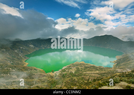 Quilotoa Lagoon In Ecuador Highlands Of Andes Formed On An Ancient Volcano Crater Stock Photo
