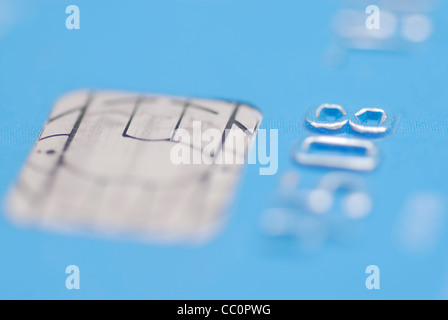 Macro images of debit card. Focus on numbers and Chip. Stock Photo