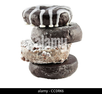 a stack of donuts on white background Stock Photo