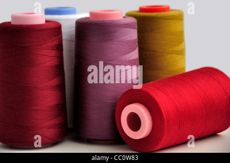 five skeins of colored treads, close-up Stock Photo