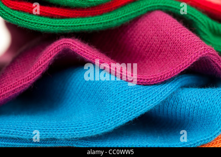 crumpled textile fabric colorful clothes close-up Stock Photo