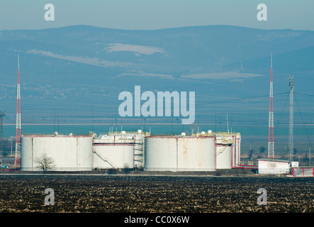 Storage tanks of petroleum products. Oil and chemical refinery Stock Photo