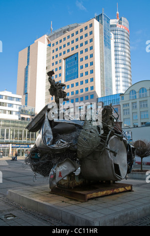 Ernst-Abbe Square on the grounds of the former Carl-Zeiss works, sculptures by the artist Frank Stella, Jena Germany Stock Photo