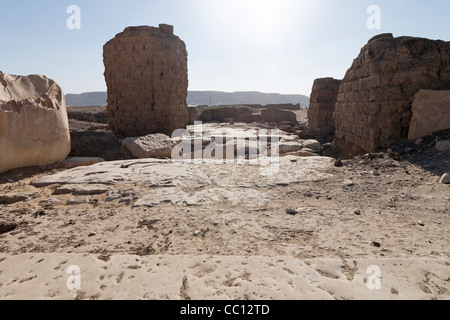 Ruins of temples and townsite of Kom el Sultan at Abydos Middle Egypt in early morning sun. Stock Photo