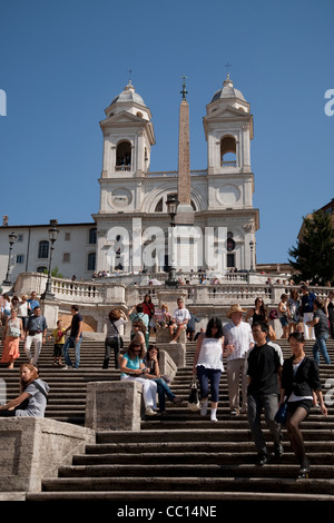 Spanish Steps and Chiesa della Trinita dei Monti Church; Rome; Italy Stock Photo