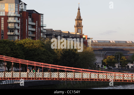 South Portland Street Suspension Bridge over the River Clyde in Glasgow Scotland UK Stock Photo