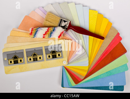 color swatch with paint brush and roller Stock Photo