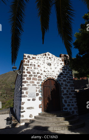 Masca, mountain showcase tourism village in Buenavista del Norte region of Tenerife. Church. Stock Photo