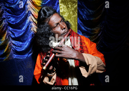 Bauls (Bengali mystics) at an annual Baul gathering in Kenduli, India Stock Photo