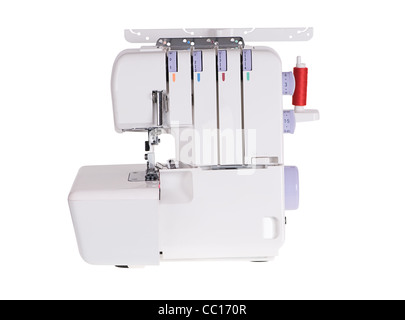 white sewing machine isolated on white background Stock Photo