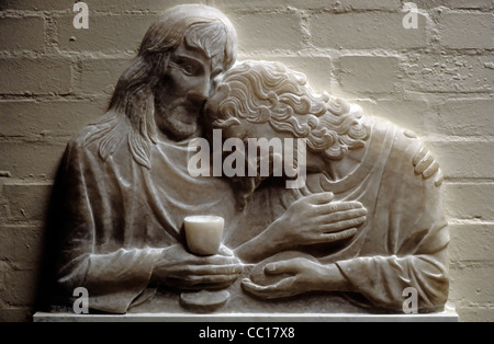 Bas-Relief of Jesus With Saint John Stock Photo