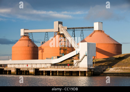 Storage silos on the dockside at Blyth on the North East coast, UK. Stock Photo