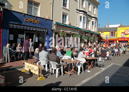 General view along the pedestrianised Gardner Street in the Brighton North Lanes shopping area, Brighton, East Sussex, UK. Stock Photo