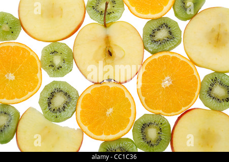 Slices of exotic fruits isolated on white Stock Photo