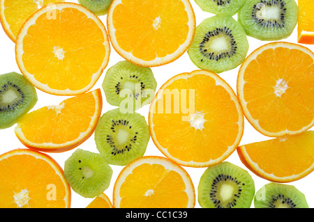 Slices of exotic fruits isolated on white Stock Photo