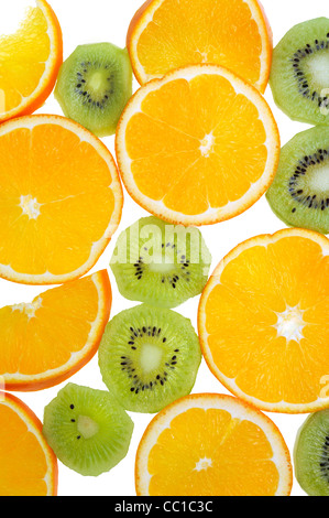 Slices of exotic fruits isolated on white Stock Photo