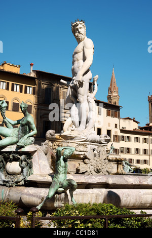 Detail of Fountain of Neptune by Bartolomeo Ammannati stands in Piazza della Signoria, Florence since 1575. Stock Photo