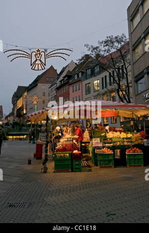 Christmas in the shopping precinct in the old town of Nuremberg, Franconia, Bavaria, Germany, Europe. Stock Photo