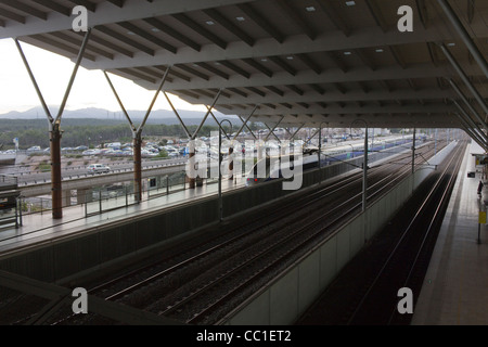 TGV train leaving Aix-en-Provence TGV passenger railway station, France Stock Photo