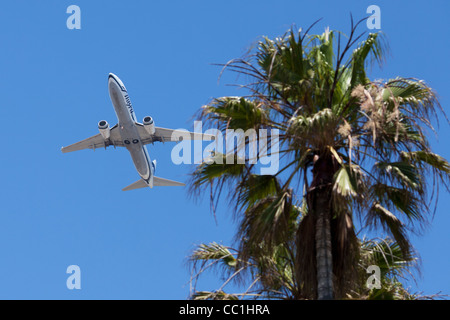 Alaska Airlines aeroplane takes off from Los Angeles airport in California Stock Photo