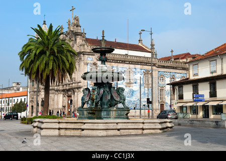 Do Carmo Church with its walls covered with azulejos, Porto, Portugal, Unesco World Heritage Site Stock Photo