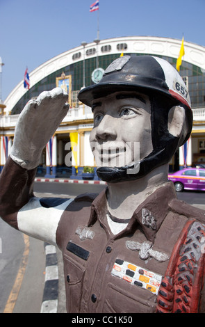 Dummy Traffic Policeman outside Bangkok Railway Station Stock Photo