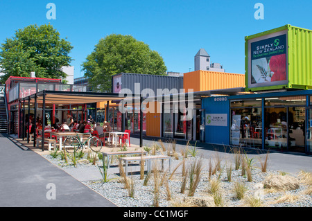 Temporary retail area, due to the damage of the earthquake on 22.02.2011 in Christchurch New Zealand Stock Photo