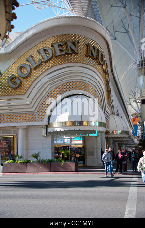 Entrance of Golden Nugget Hotel and Casino at Fremont Street Las Vegas Stock Photo