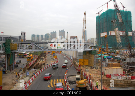 new building site and the coronation development under construction on reclaimed land in west kowloon hong kong hksar china asia Stock Photo