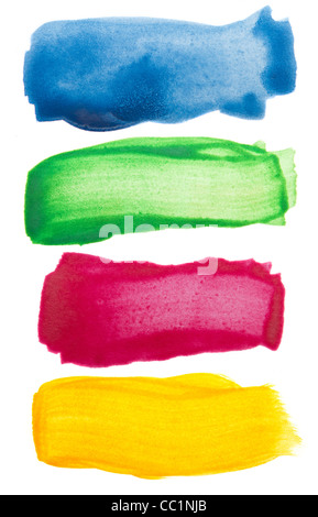 Colorful watercolor brush strokes Stock Photo