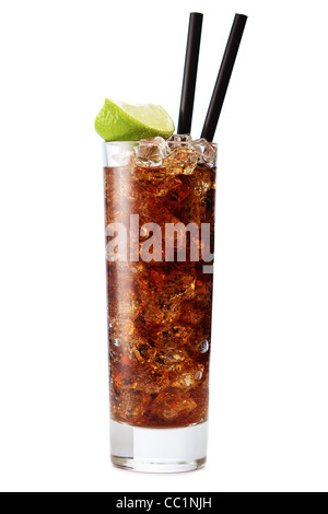 Cuba libre cocktail isolation on a white Stock Photo