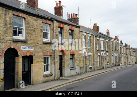 A row of old stone terraced cottages in Truro, Cornwall, UK Stock Photo