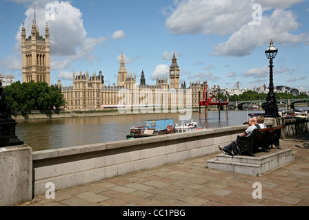 London, View of Parliament Buildings from across the Thames Stock Photo