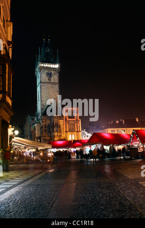 Czech republic - metropolises Prague - Staromestske square with people and christmas trade Stock Photo