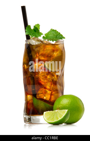 Cuba libre cocktail isolation on a white Stock Photo