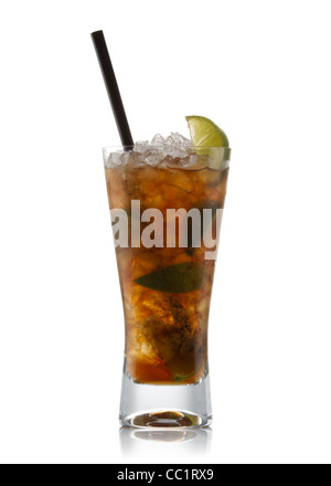 Cuba libre cocktail isolation on a white Stock Photo